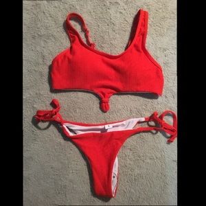 Red tie bikini